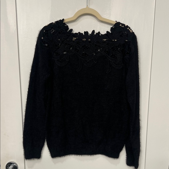 Vici Black Floral Lace Sweater - Sincerely Yours - Picture 3 of 7